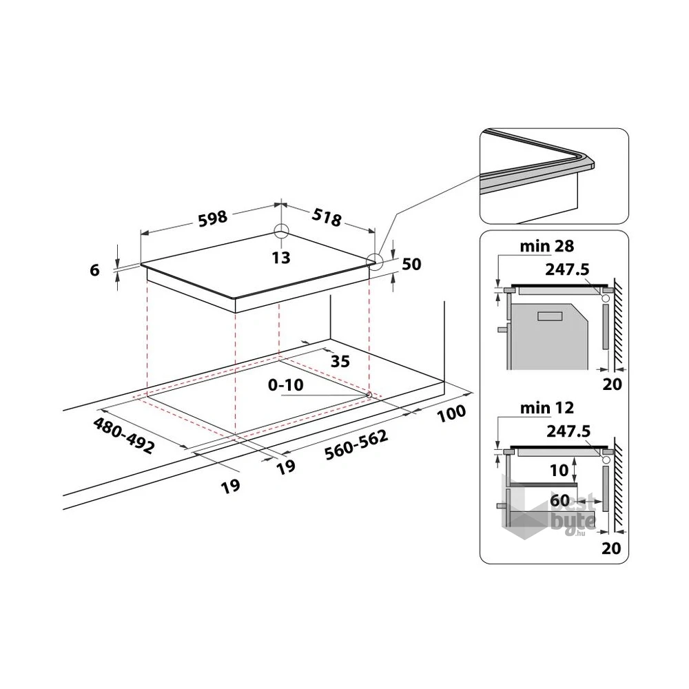 Whirlpool WL B5860 AL fekete, beépíthető, indukciós, főzőzóna: 4, beépíthető méret: 56cm, főzőlap