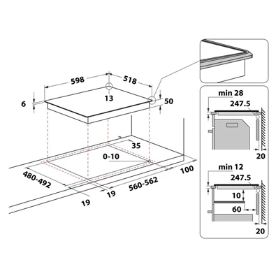 Whirlpool WL B5860 AL fekete, beépíthető, indukciós, főzőzóna: 4, beépíthető méret: 56cm, főzőlap