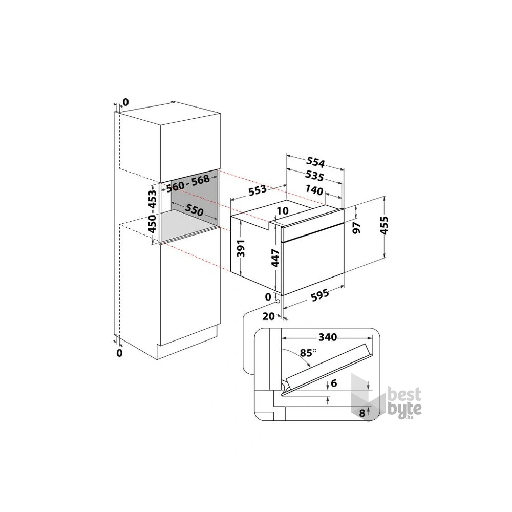 Whirlpool WMW44HMX 900W 40L inox beépíthető mikrohullámú sütő
