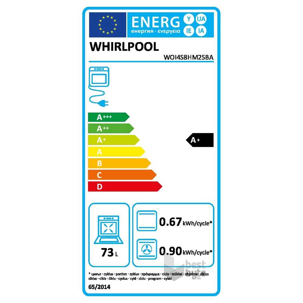 Whirlpool WOI4S8HM2SBA fekete, beépíthető, sütőtér: 73 liter, grill, légkeverés  sütő