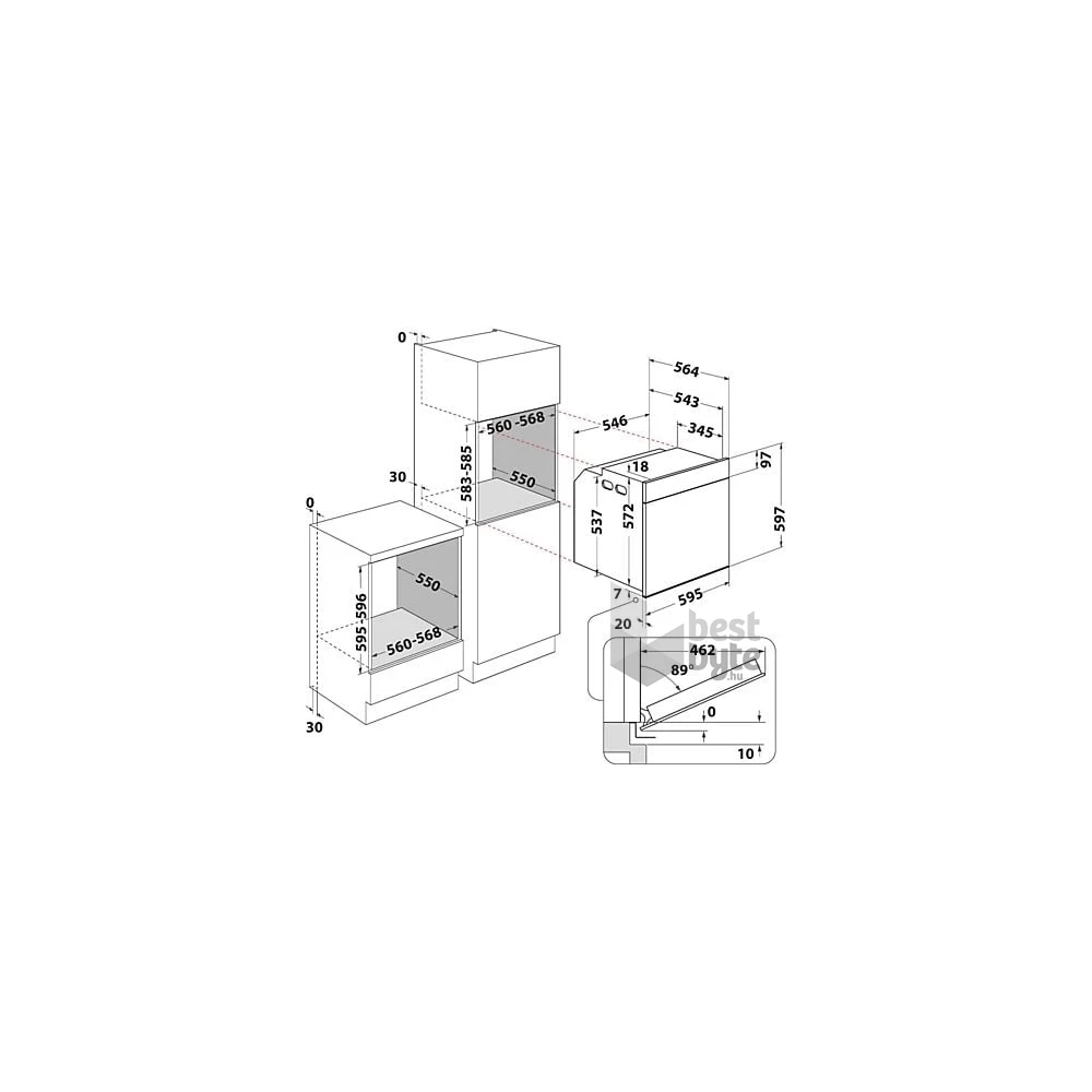 Whirlpool WOI9A8FPT2SBA fekete, beépíthető, sütőtér: 73L, pirolitikus, sütő