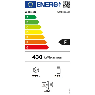 Whirlpool WQ9I MO1L inox, Side-by-Side, Hűtő:355L, Fagyasztó:237L, No frost hűtőszekrény