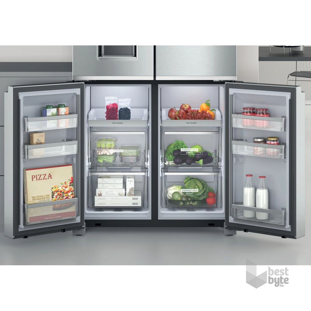 Whirlpool WQ9I MO1L inox, Side-by-Side, Hűtő:355L, Fagyasztó:237L, No frost hűtőszekrény