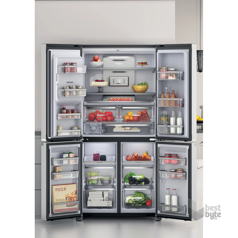 Whirlpool WQ9I MO1L inox, Side-by-Side, Hűtő:355L, Fagyasztó:237L, No frost hűtőszekrény