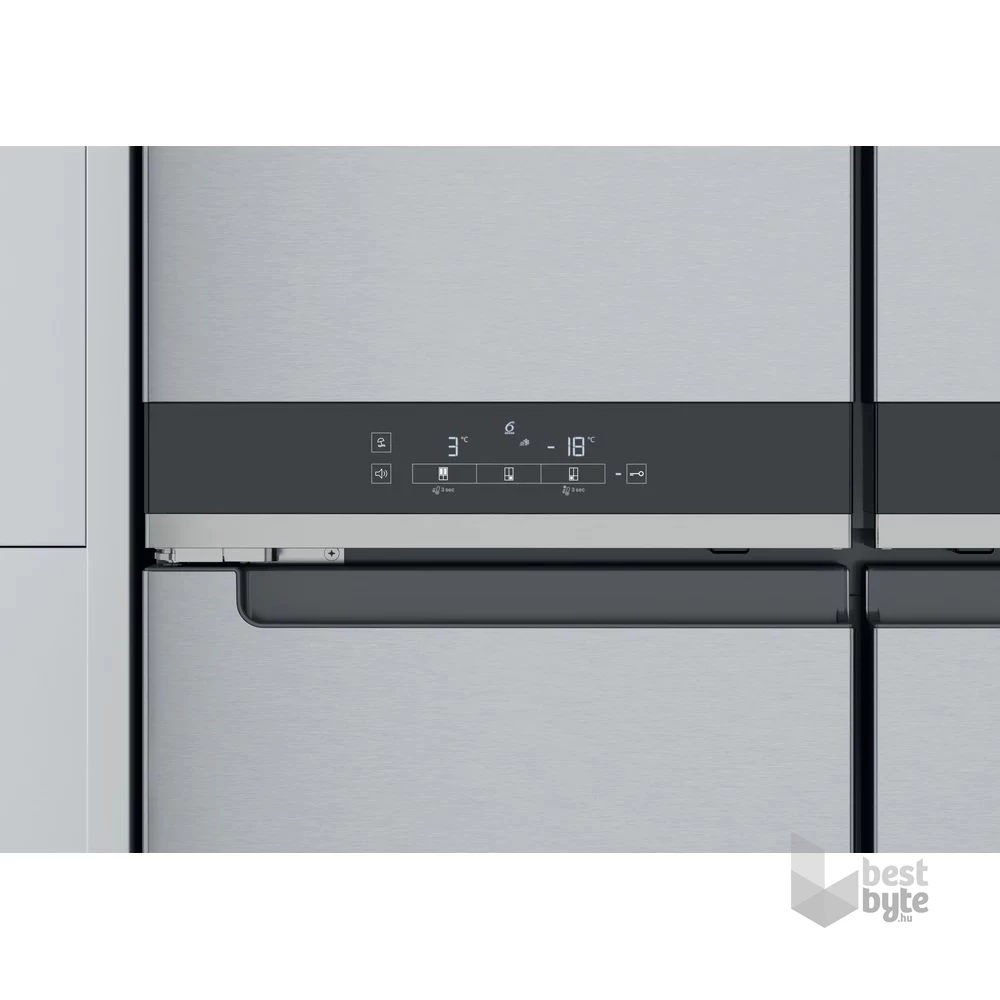 Whirlpool WQ9 U2L inox, Side-by-Side, Hűtő:388L, Fagyasztó:206L, Total No frost hűtőszekrény