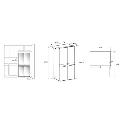 Whirlpool WQ9 U3L EF inox, side-by- side, Hűtő:388L, Fagyasztó:206L, No Frosthűtőszekrény