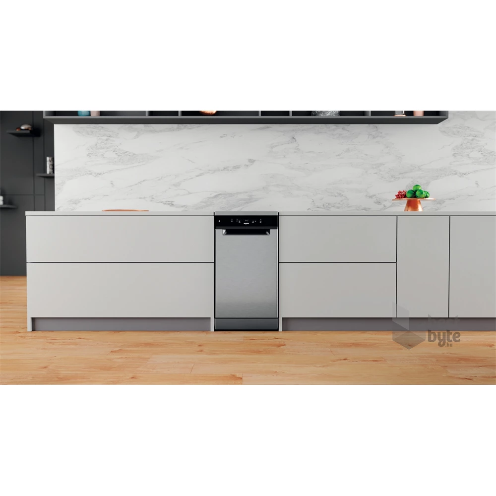 Whirlpool WSFC 3M17 X inox, programok száma: 6, keskeny szabadonálló, 10 terítékes mosogatógép 