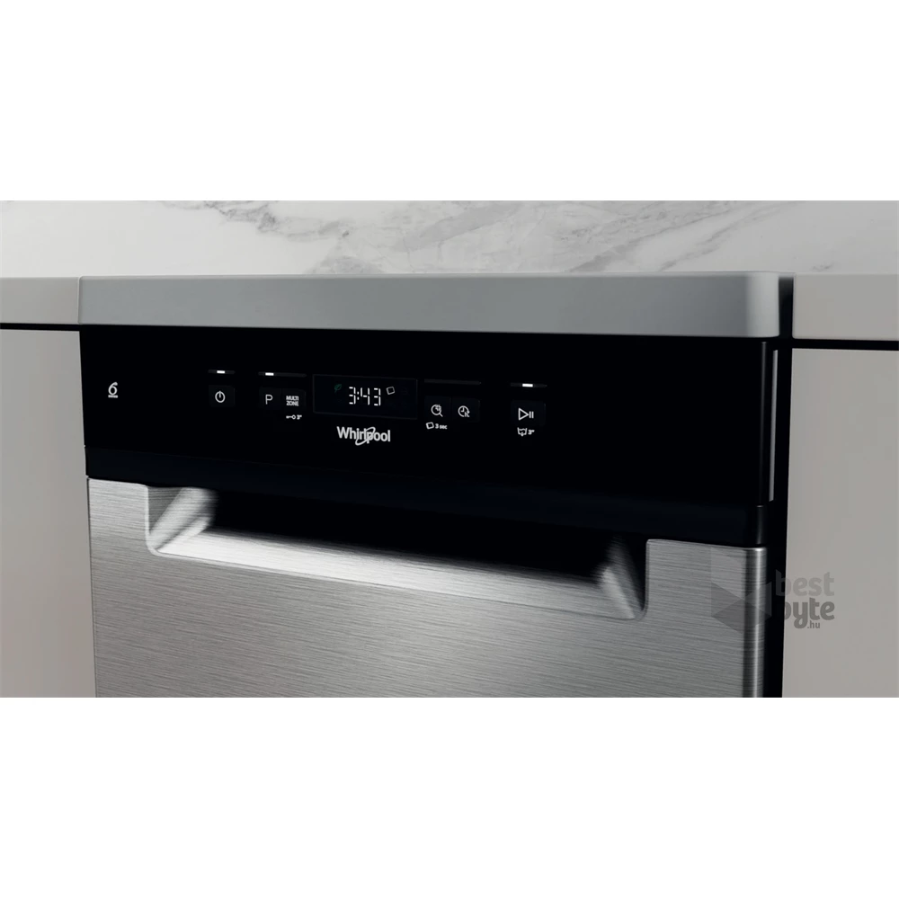 Whirlpool WSFC 3M17 X inox, programok száma: 6, keskeny szabadonálló, 10 terítékes mosogatógép 