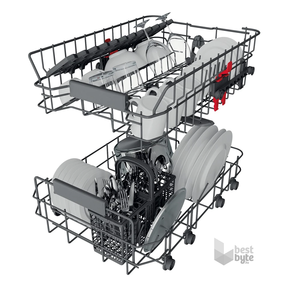 Whirlpool WSFC 3M17 X inox, programok száma: 6, keskeny szabadonálló, 10 terítékes mosogatógép 