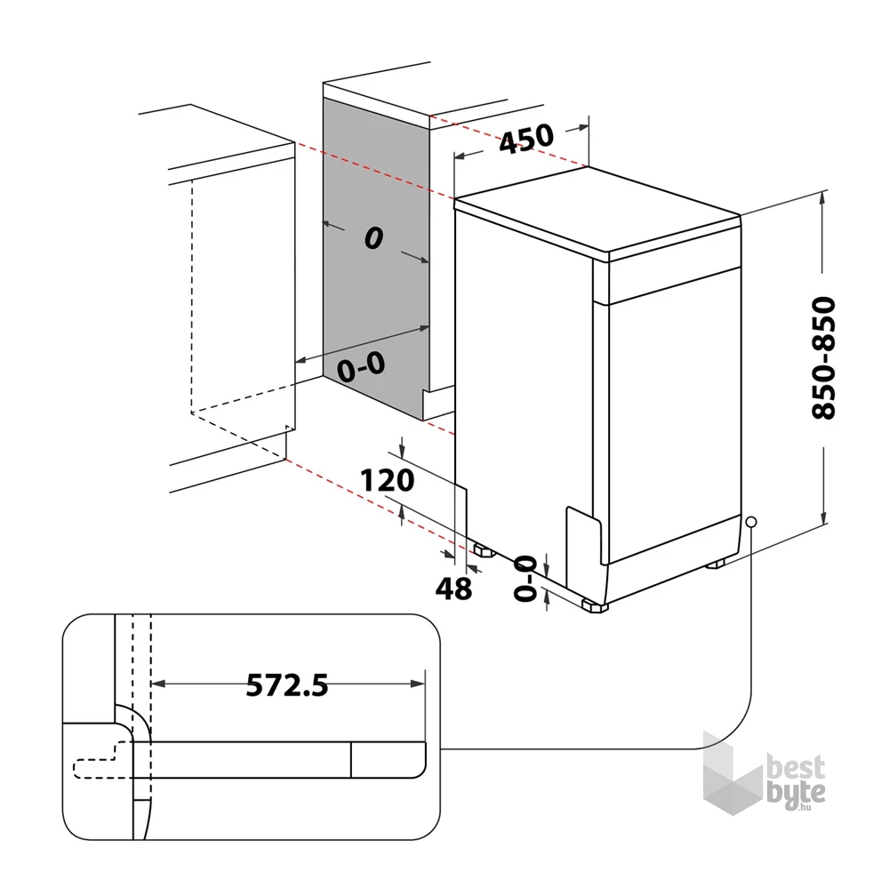 Whirlpool WSFC 3M17 X inox, programok száma: 6, keskeny szabadonálló, 10 terítékes mosogatógép 