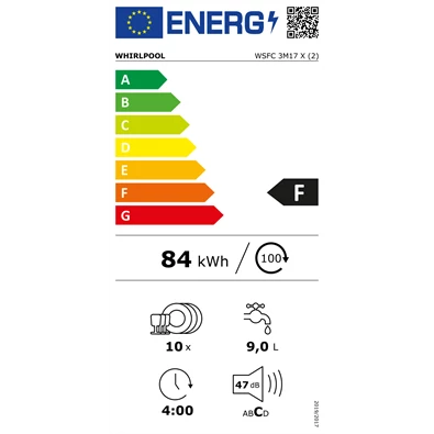 Whirlpool WSFC 3M17 X keskeny mosogatógép