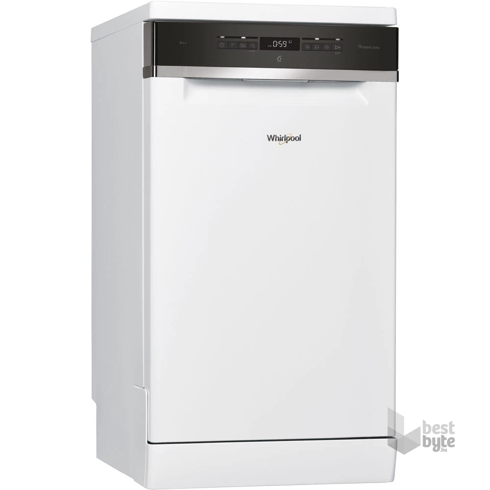 Whirlpool WSFO 3O23 PF fehér, programok száma: 7, keskeny szabadonálló, 10 terítékes mosogatógép 