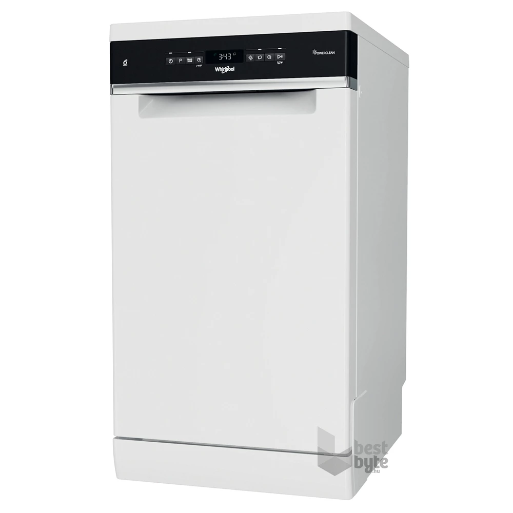Whirlpool WSFO 3O34 PF fehér, programok száma: 8, keskeny szabadonálló, 10 terítékes mosogatógép 