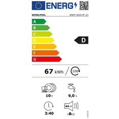 Whirlpool WSFO 3O34 PF keskeny mosogatógép