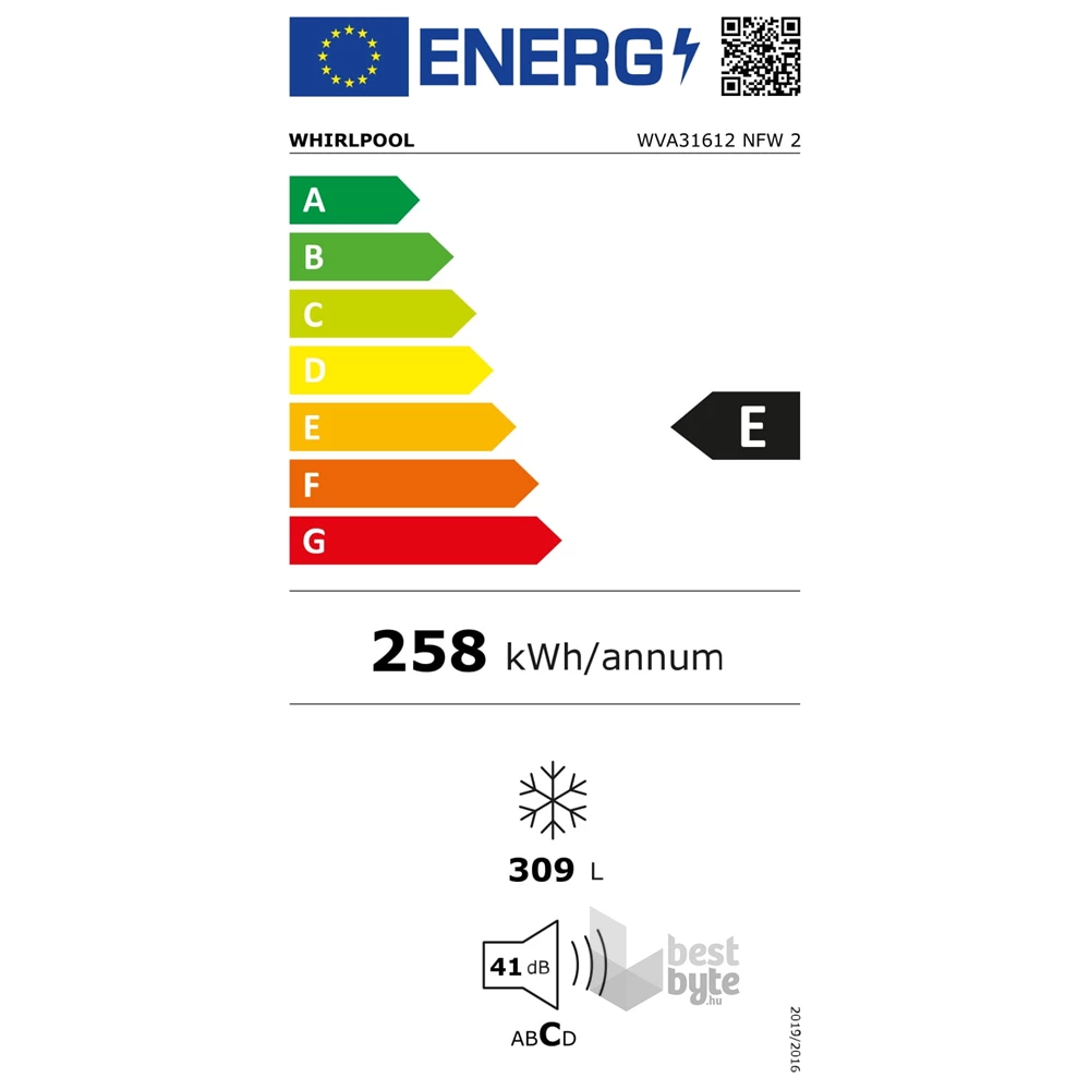 Whirlpool WVA 31612 NFW 2 fehér, Fagyasztó:308L, No frost fagyasztószekrény