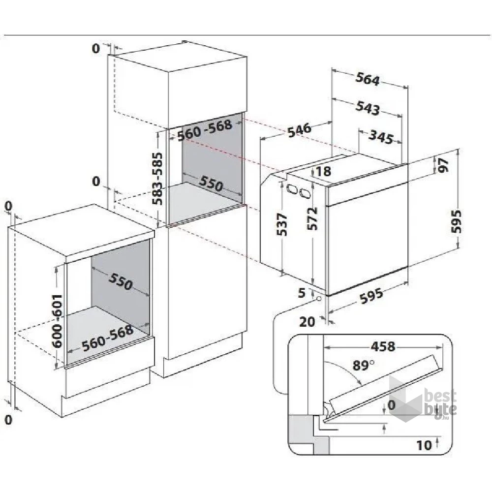 Whirlpool AKZ9 6290 NB fekete, beépíthető, sütőtér: 73L, grill, légkeverés, sütő