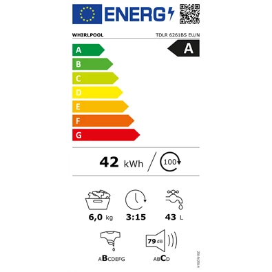 Whirpool TDLR 6261BS EU/N 6 kg felültöltős mosógép