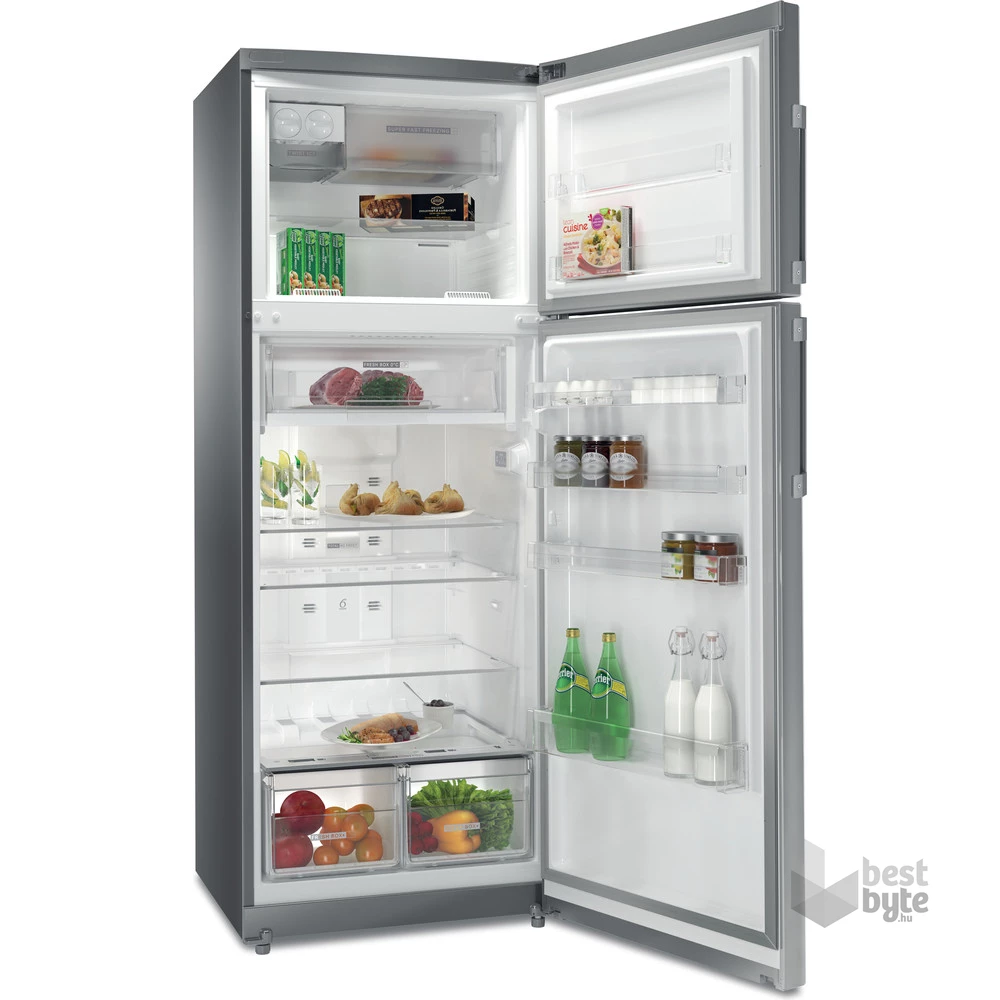 Whirlpool WT70E 831 X inox, felülfagyasztós, Hűtő:317L, Fagyasztó:106L, No frost hűtőszekrény