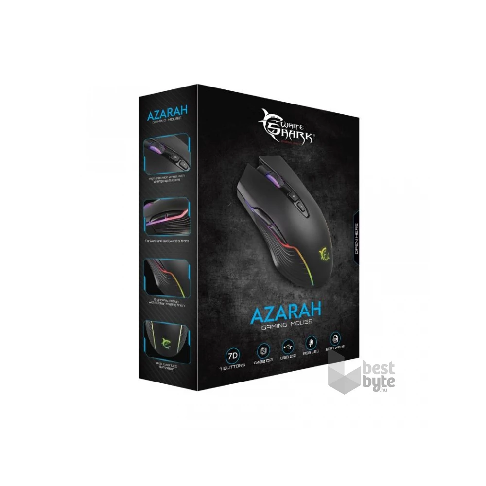 White Shark AZARAH GM-5003 6400dpi fekete gamer egér