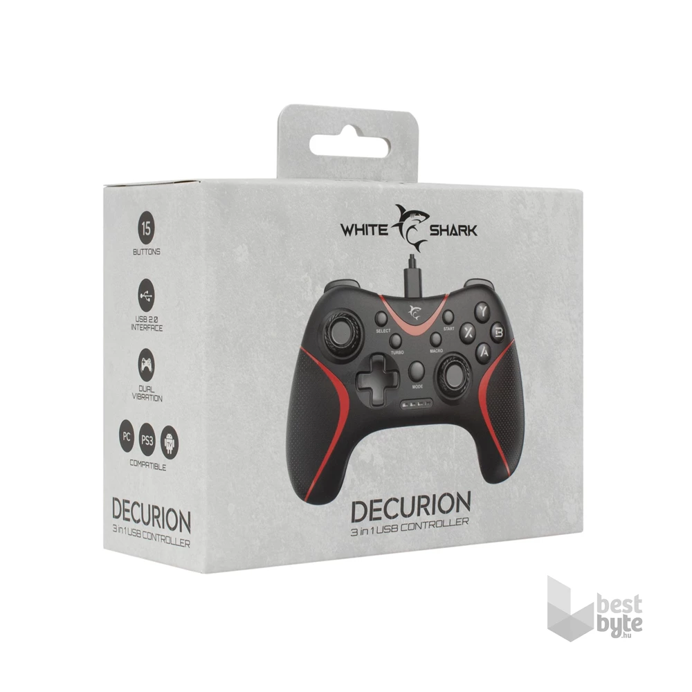 White Shark GP-2038 DECURION 3in1 PS3/PC/Android/TV fekete gamer kontroller