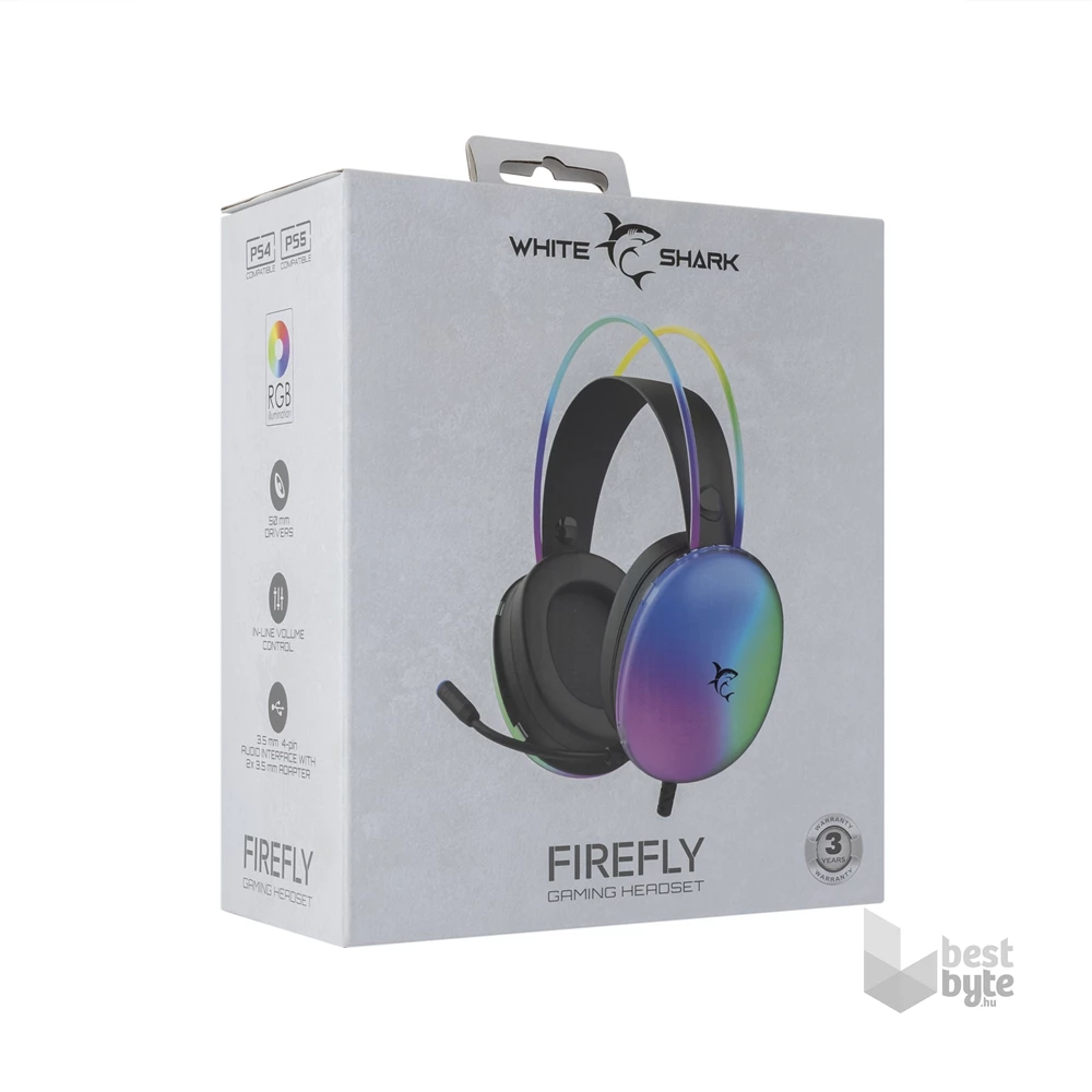 White Shark FIREFLY GH-2342B fekete gamer fejhallgató