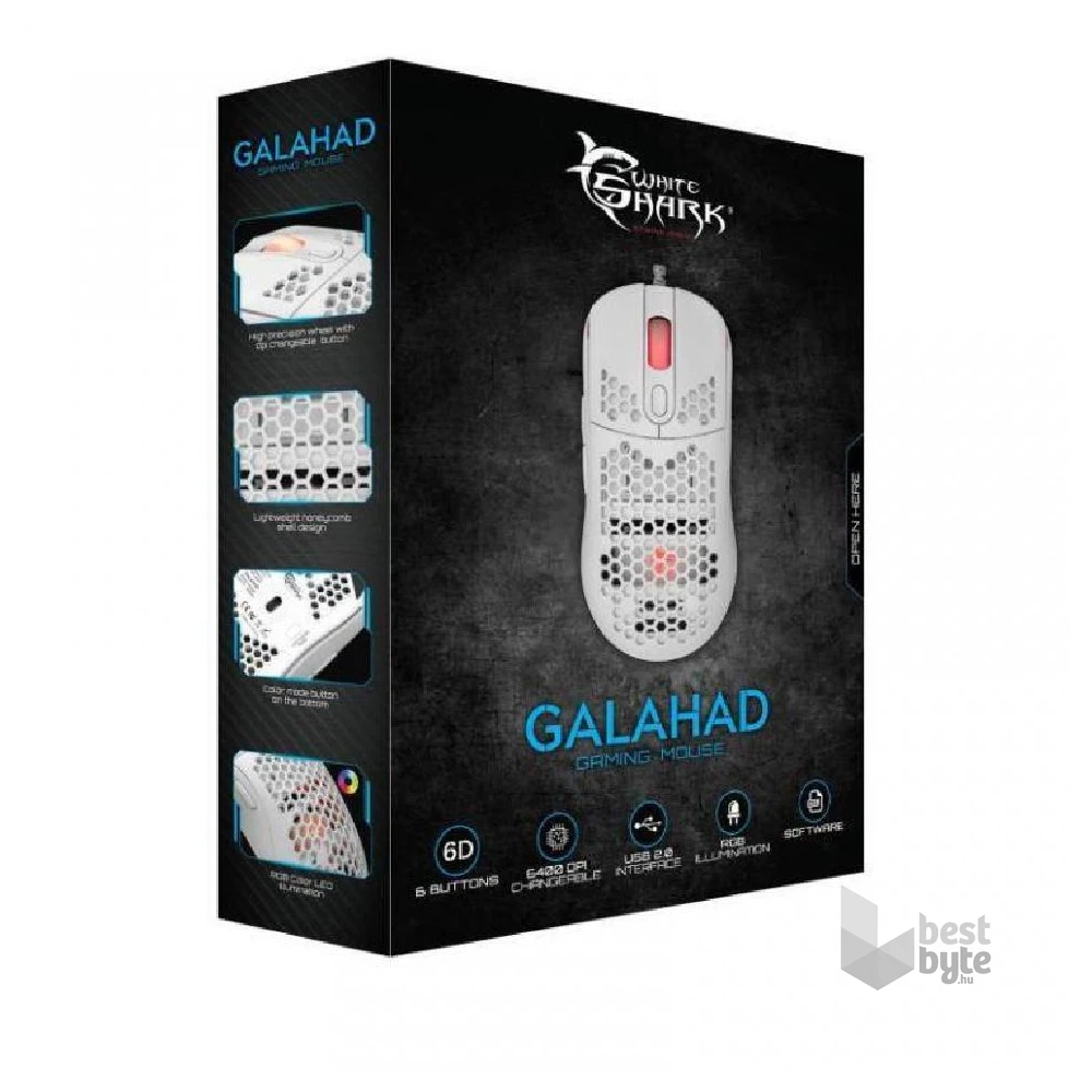White Shark GALAHAD GM-5007W 6400 dpi fehér gamer egér