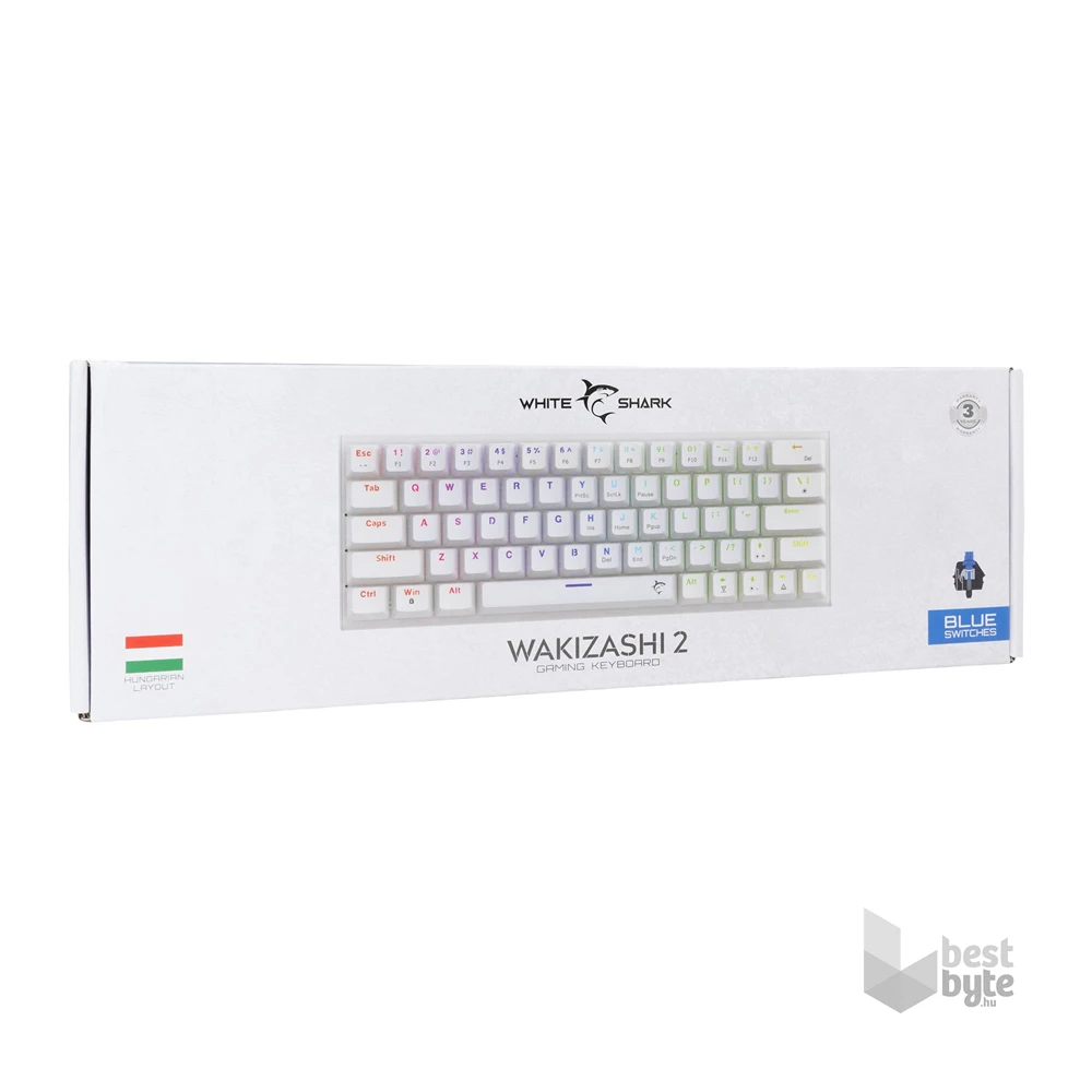 White Shark GK-002223V2-W/BL-HU Wakizashi 2 HUN fehér (blue switch) gamer billentyűzet