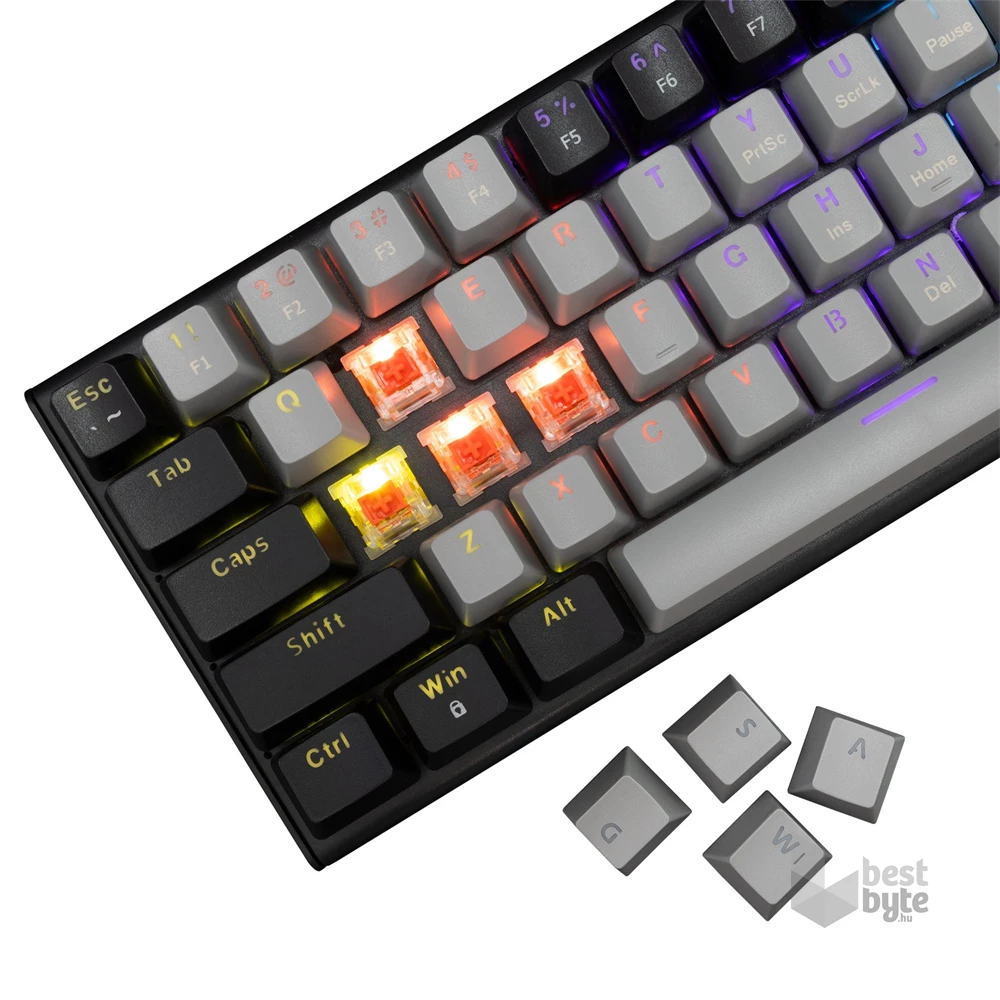 White Shark GK-002713V2-G-B/R-HU Wakizashi 2 HUN szürke-fekete (red switch) gamer billentyűzet