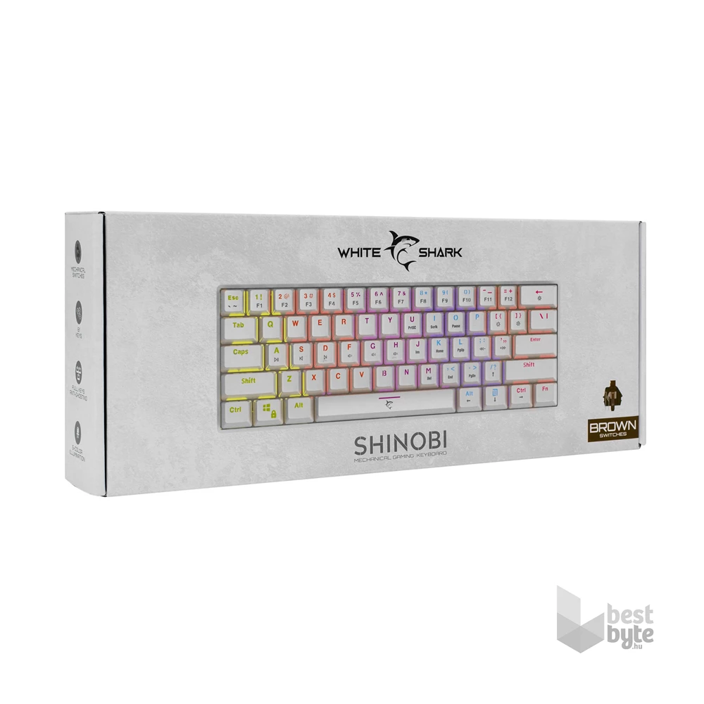 White Shark SHINOBI GK-2022W/BR-US fehér mechanikus gamer billentyűzet