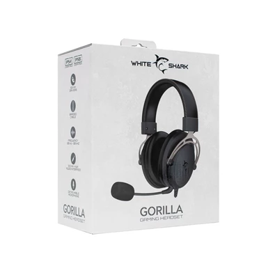 White Shark GORILLA GH-2341B/G fekete/ezüst gamer fejhallgató