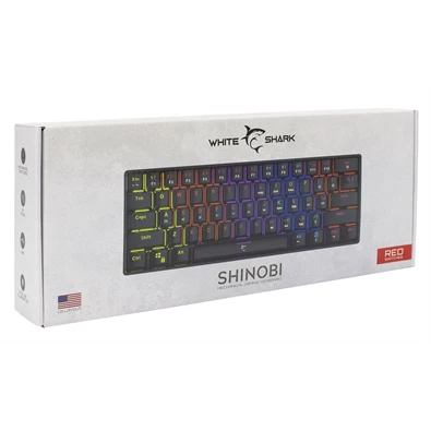 White Shark SHINOBI GK-2022B/R-US fekete mechanikus (red switch) gamer billentyűzet