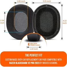 Wicked Cushions BLACKSHARK-2023-B Razer Blackshark V2 2023 WC FreeZe Cooling Gel fekete gaming fülpárna