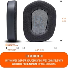 Wicked Cushions LOGI-FR-733-B FreeZe for Logitech G733 fekete gaming fülpárna