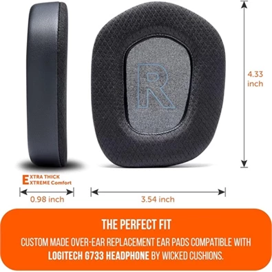 Wicked Cushions LOGI-FR-733-B FreeZe for Logitech G733 fekete gaming fülpárna
