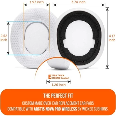 Wicked Cushions NOVAF-W Arctis Nova Pro Wireless WC FreeZe Cooling Gel fehér gaming fülpárna