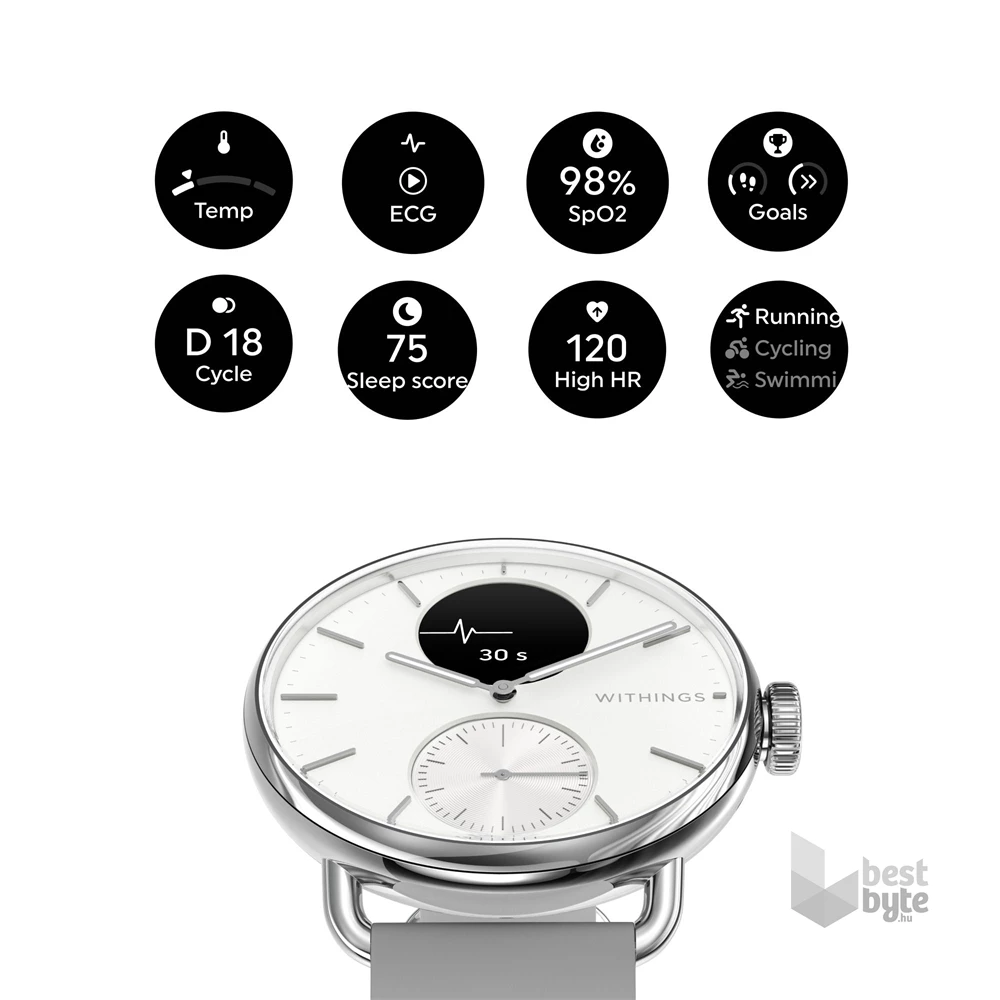 Withings HWA10-model 2 ScanWatch 2 38mm fehér okosóra