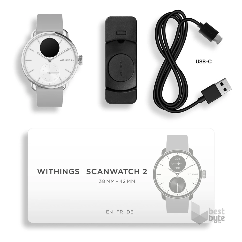 Withings HWA10-model 2 ScanWatch 2 38mm fehér okosóra