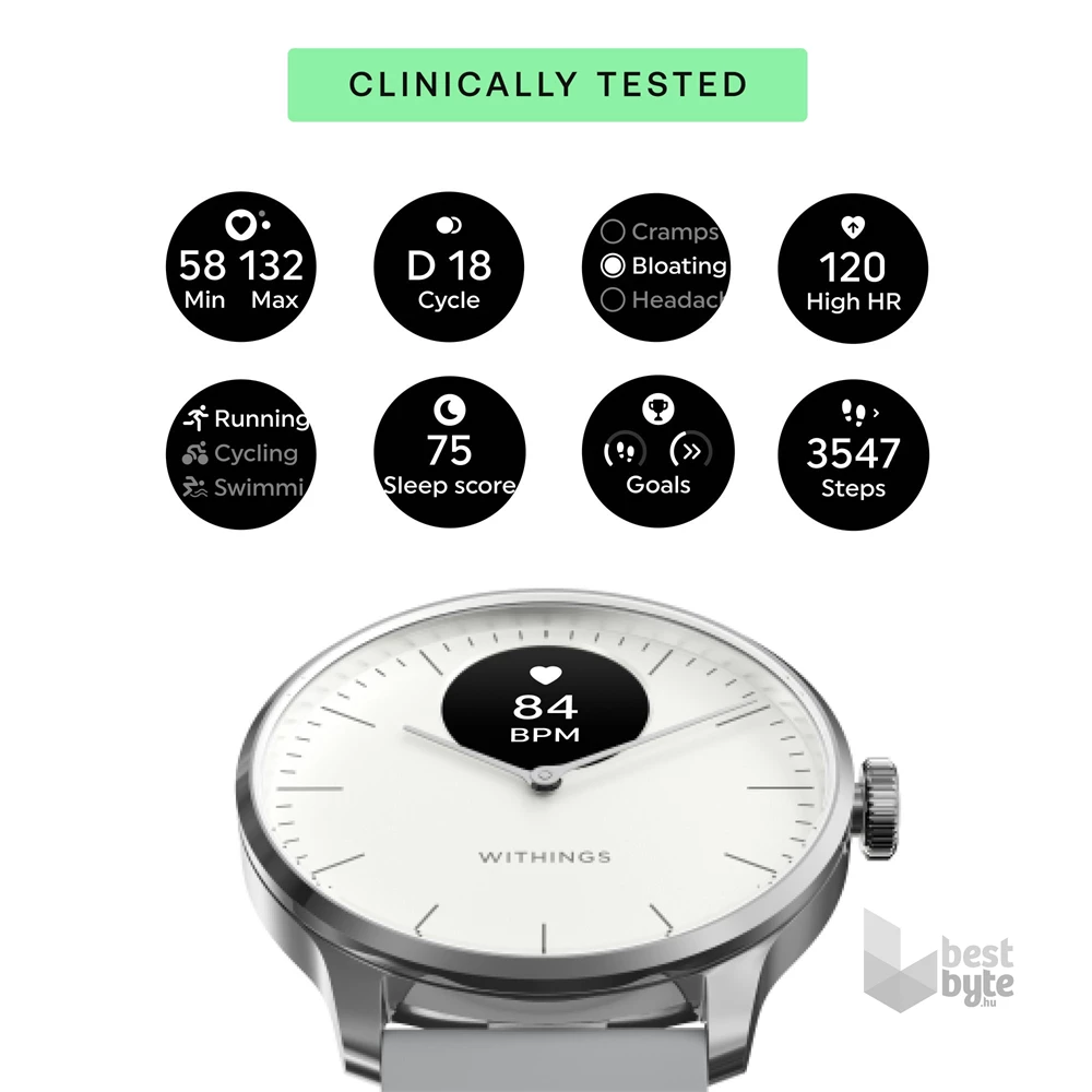 Withings HWA11-model 3 ScanWatch Light 37mm fehér okosóra