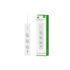 Woox Smart Home Elosztó - R6132  (3 db Schuko, IP20, 16A, 2xUSB2.0, 2xUSBC, energiafogyasztás monitoring, 1,5m)