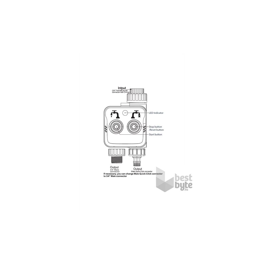 Woox Smart Zigbee Kerti Öntöző Szabályozó - R7060 (ZigBee 3.0, 1.5V AAx4, 0,2-0,7 MPa)