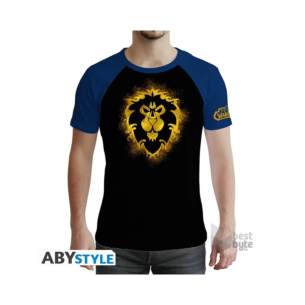 World of Warcraft "Alliance" kék fekete féri póló, M méret