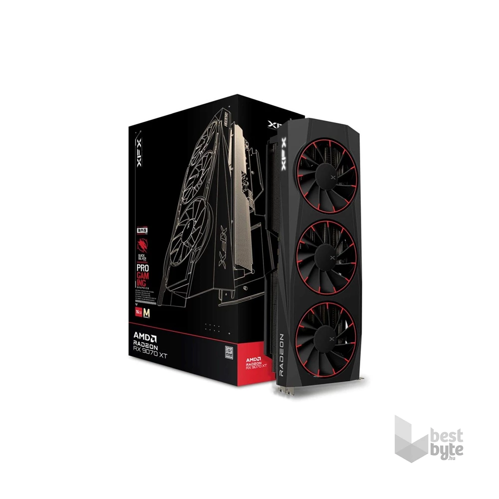 XFX Quicksilver Radeon RX 9070XT Magnetic Air Edition AMD 16GB GDDR6 256bit PCIe videókártya