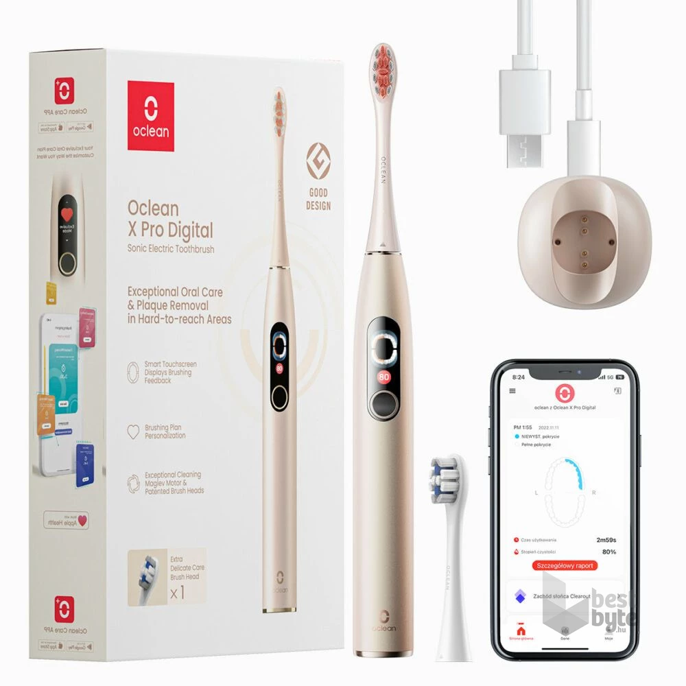 Oclean X Pro Digital Set szónikus arany elektromos okos fogkefe szett