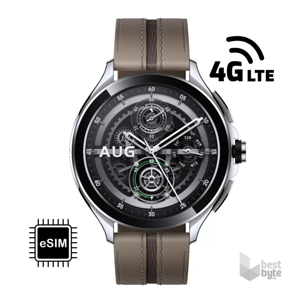 Xiaomi Watch 2 Pro 4G bőr szíjas ezüst okosóra
