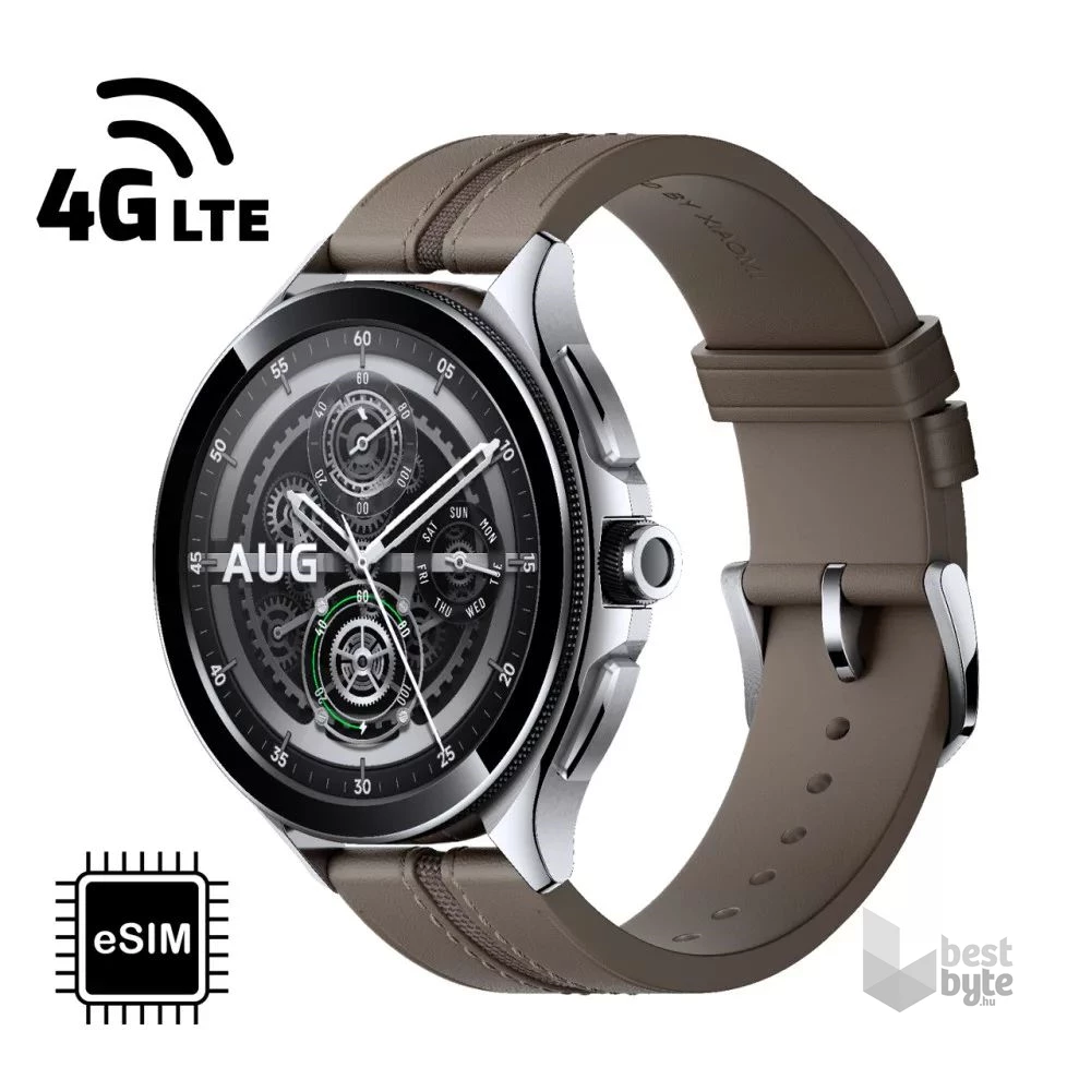 Xiaomi Watch 2 Pro 4G bőr szíjas ezüst okosóra