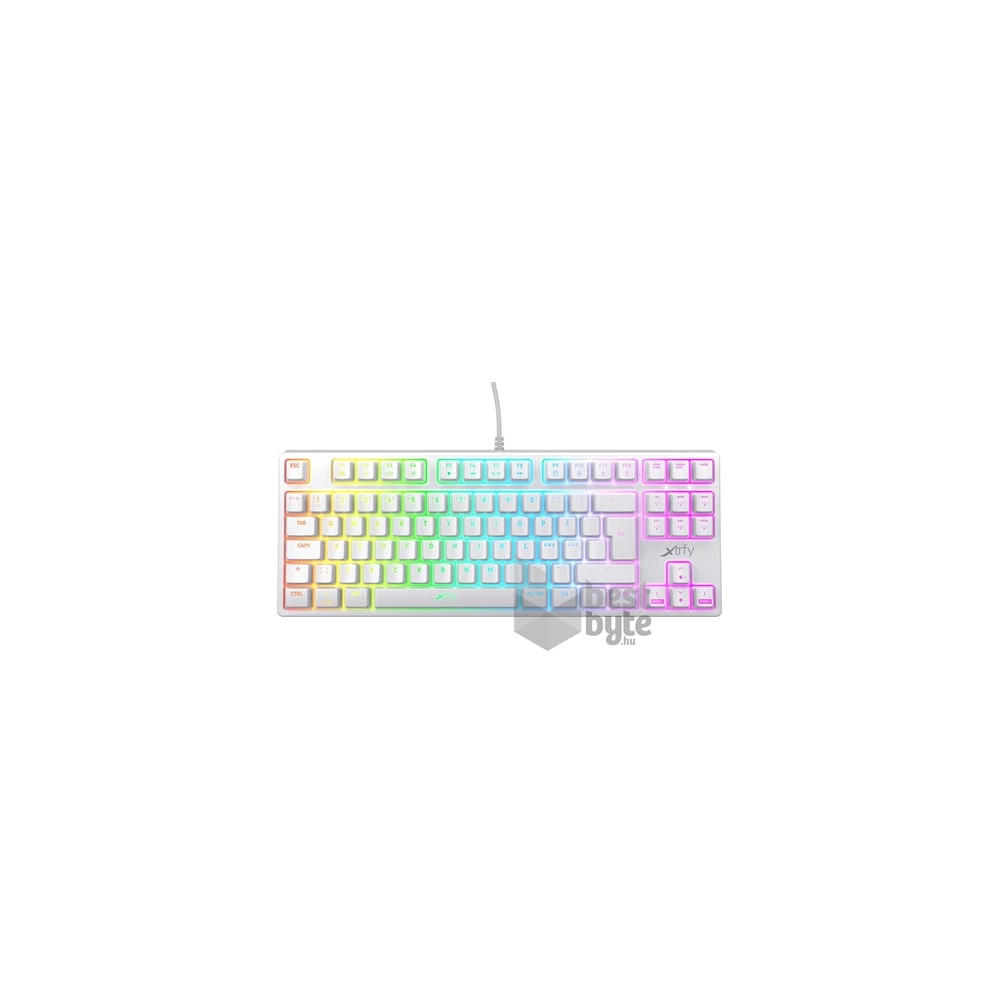Xtrfy K4 RGB Tenkeyless WHITE Edition USB angol gaming Kailh Red billentyűzet fehér