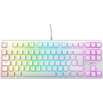 Xtrfy K4 RGB Tenkeyless WHITE Edition USB angol gaming Kailh Red billentyűzet fehér