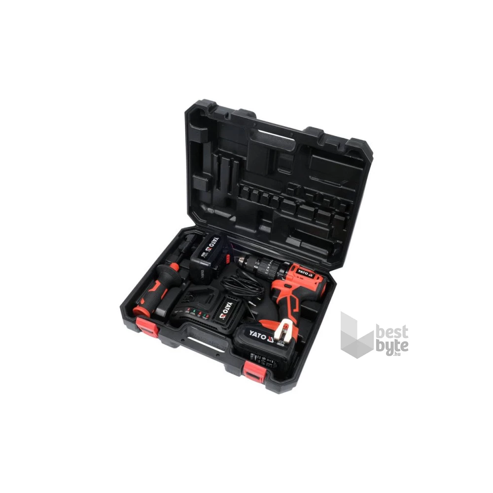 YATO Akkus ütvefúró-csavarozó 75 Nm szénkefe nélküli 18 V Li-Ion (2 x 3 Ah akku