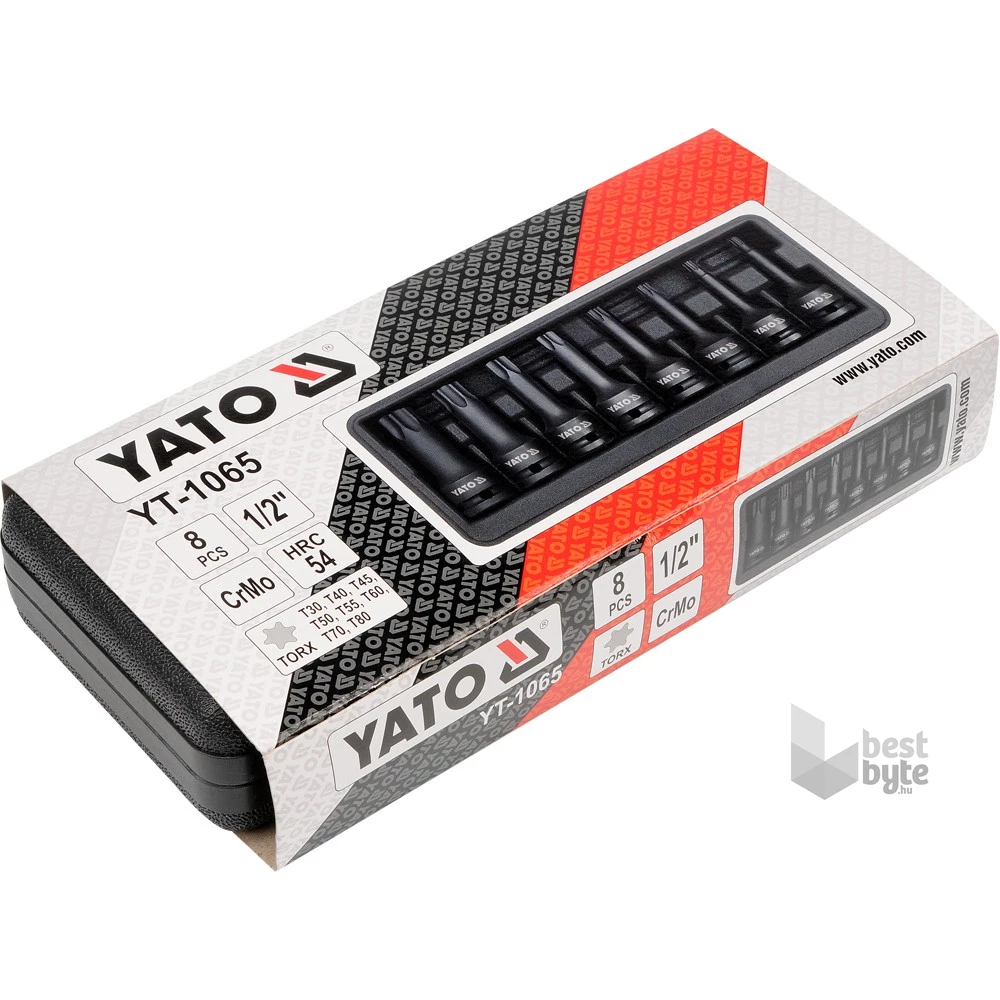 YATO Bit dugókulcs készlet gépi Torx 1/2 col 8 részes T30-T80