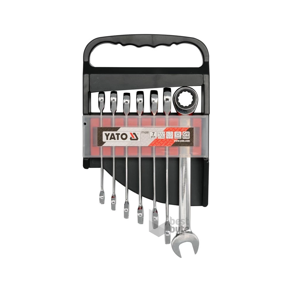YATO Csillag-villás kulcs racsnis készlet 7 részes 10-19 mm CrV